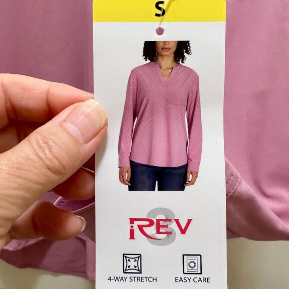New Rev3 Tunic Blouse Women's Size S Pink Center Back Pleat Stretch Office Work - Picture 5 of 12